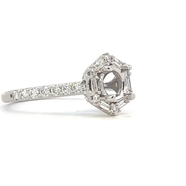 Semi-mount with Baguette & Round Diamond Halo Image 2 Bryan Jewelry Prattville, AL