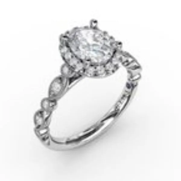 14kw Classic Diamond Semi-mount Engagment Ring with Detailed Milgrain Shank for an oval center Bryan Jewelry Prattville, AL