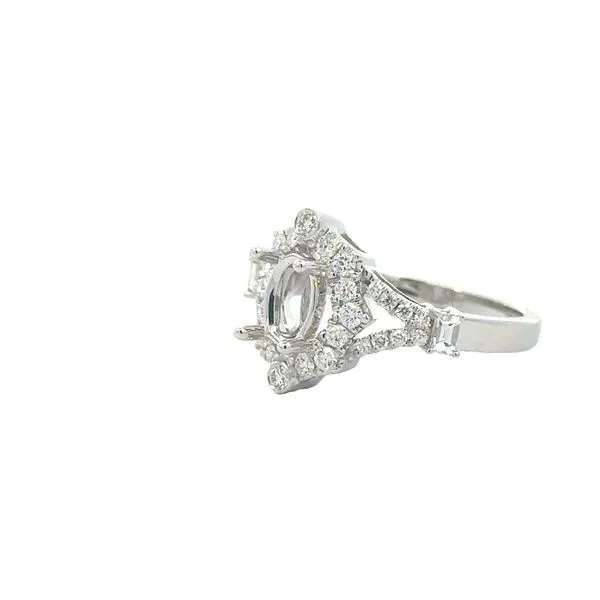 Elegant 1/2ctw Diamond Semi-mount for 7x5 oval center-14kw Image 3 Bryan Jewelry Prattville, AL