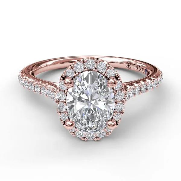 .32ctw Semi mount in 14kt rose gold for 1.5ct Oval center Image 3 Bryan Jewelry Prattville, AL