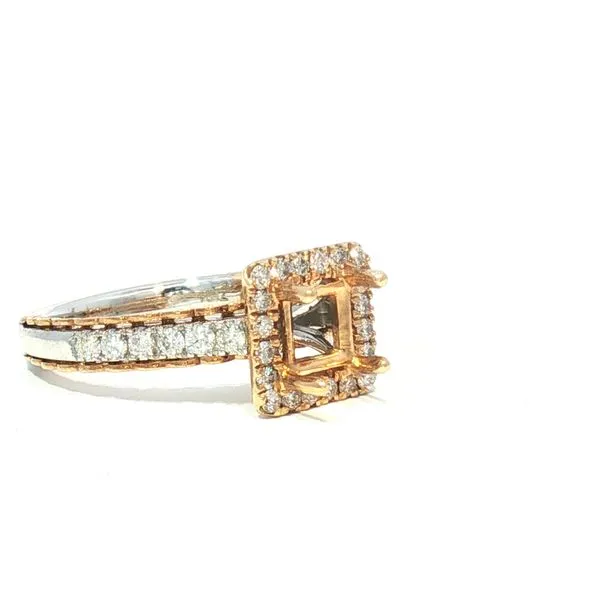 14k Two-Tone Halo Semi-Mount with Cathedral Diamond Shank Image 3 Bryan Jewelry Prattville, AL