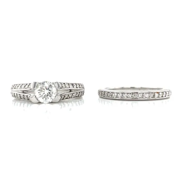 Split Shank Cathedral Wedding Set in 14kw Image 2 Bryan Jewelry Prattville, AL