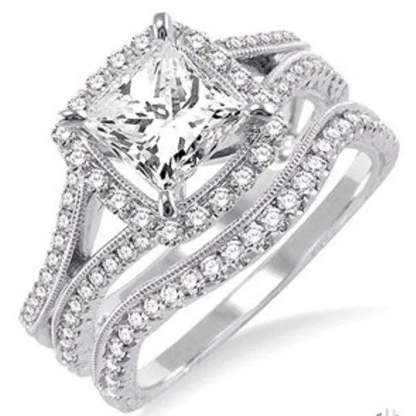 Princess Cut Wedding Set in 14kw Bryan Jewelry Prattville, AL