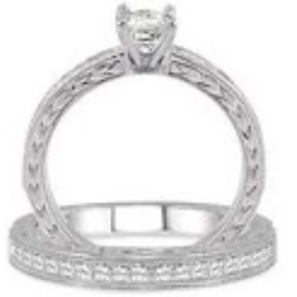 Princess Cut Wedding Set in 14kw Image 2 Bryan Jewelry Prattville, AL