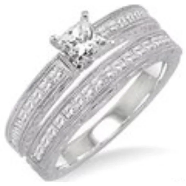 Princess Cut Wedding Set in 14kw Image 3 Bryan Jewelry Prattville, AL