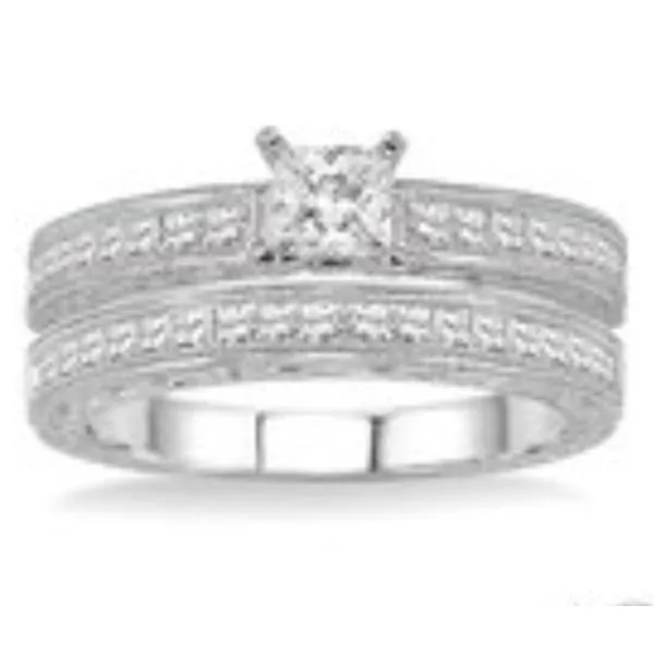 Princess Cut Wedding Set in 14kw Bryan Jewelry Prattville, AL