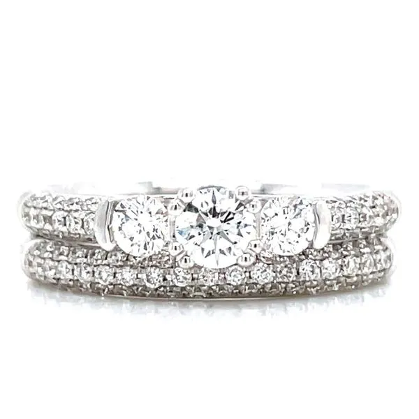 Three Stone Pave' Shank Wedding Set Bryan Jewelry Prattville, AL