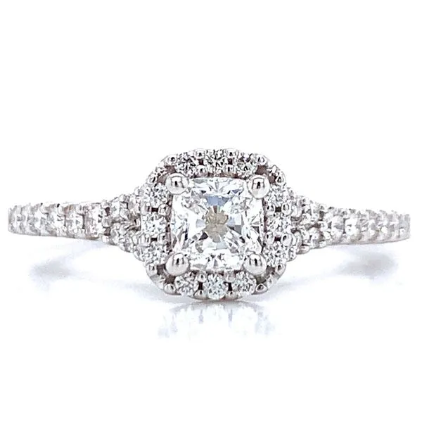 Romance Halo Cushion Wedding Set in 14kw Image 3 Bryan Jewelry Prattville, AL