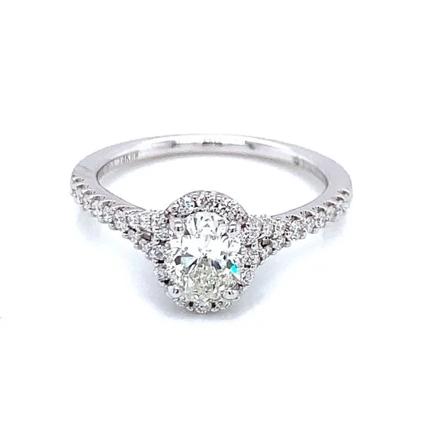 Romance Oval Halo Wedding Set in 14kw Image 2 Bryan Jewelry Prattville, AL