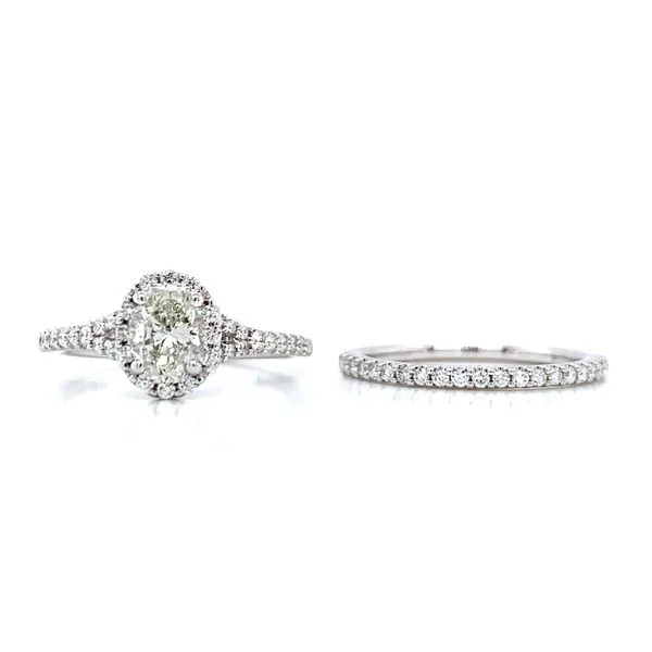 Romance Oval Halo Wedding Set in 14kw Bryan Jewelry Prattville, AL