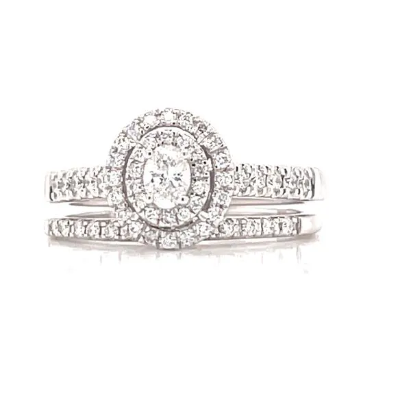 Double Halo Bliss Bridal set with Oval center in 14kw Bryan Jewelry Prattville, AL