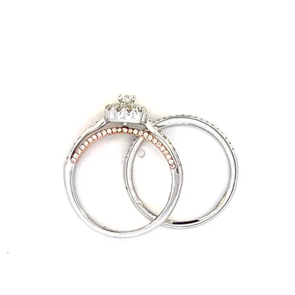 Halo diamond wedding set with rose gold accent under head-14k Image 4 Bryan Jewelry Prattville, AL