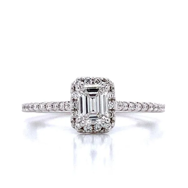 Romance wedding set with emerald cut center in 14kw Image 4 Bryan Jewelry Prattville, AL