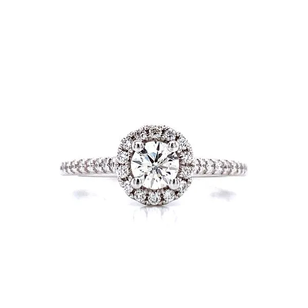 Romance Round Halo Wedding Set in 14kw Image 3 Bryan Jewelry Prattville, AL