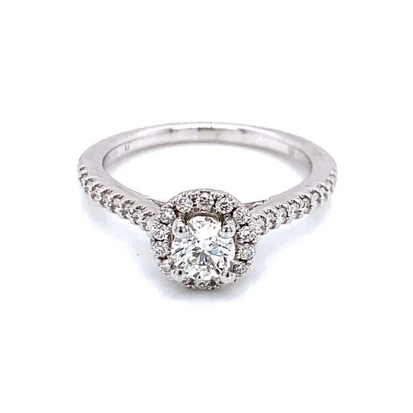 Romance Round Halo Wedding Set in 14kw Image 4 Bryan Jewelry Prattville, AL