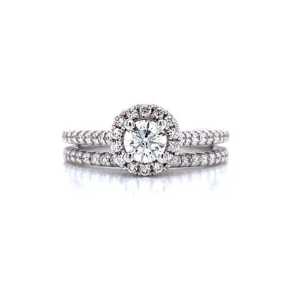 Romance Round Halo Wedding Set in 14kw Bryan Jewelry Prattville, AL