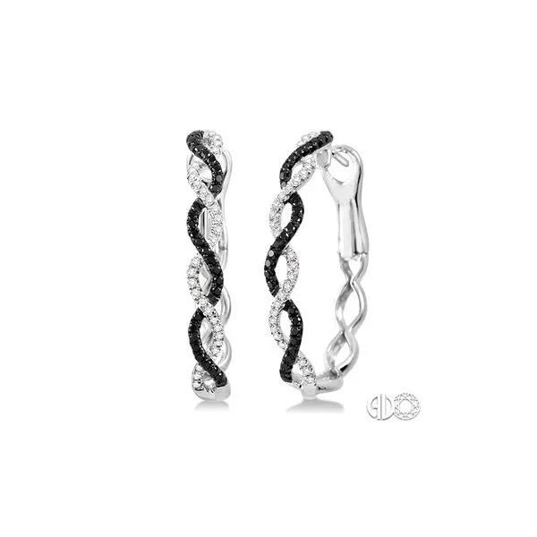 Chic' Black & Colorless Diamond Hoops Image 4 Bryan Jewelry Prattville, AL