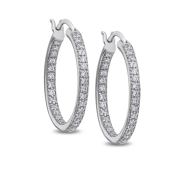 1ctw Pave' Set Hollywood Diamond Hoops Image 2 Bryan Jewelry Prattville, AL