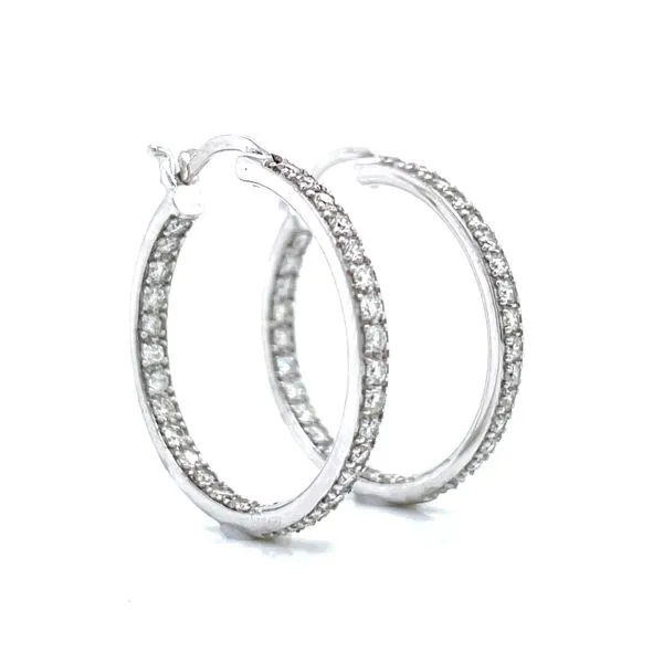 1ctw Pave' Set Hollywood Diamond Hoops Image 4 Bryan Jewelry Prattville, AL