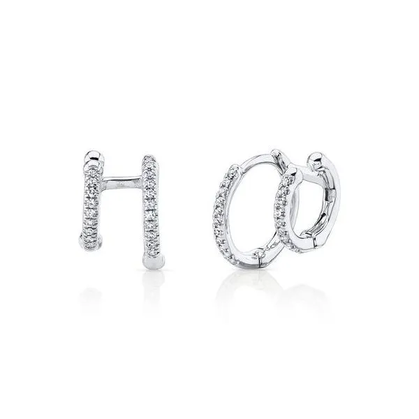 0.12ctw Diamond Double Huggie Earring-14kw Bryan Jewelry Prattville, AL