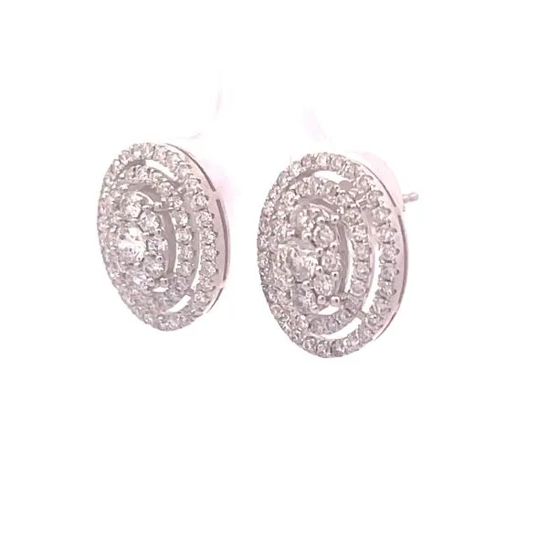 14kw Double Halo Diamond Studs-1.50ctw Image 2 Bryan Jewelry Prattville, AL