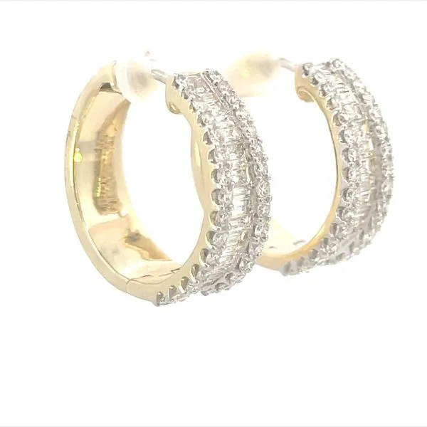 Oh, the Sparkle Diamond Baguette & Round Hoops Image 3 Bryan Jewelry Prattville, AL