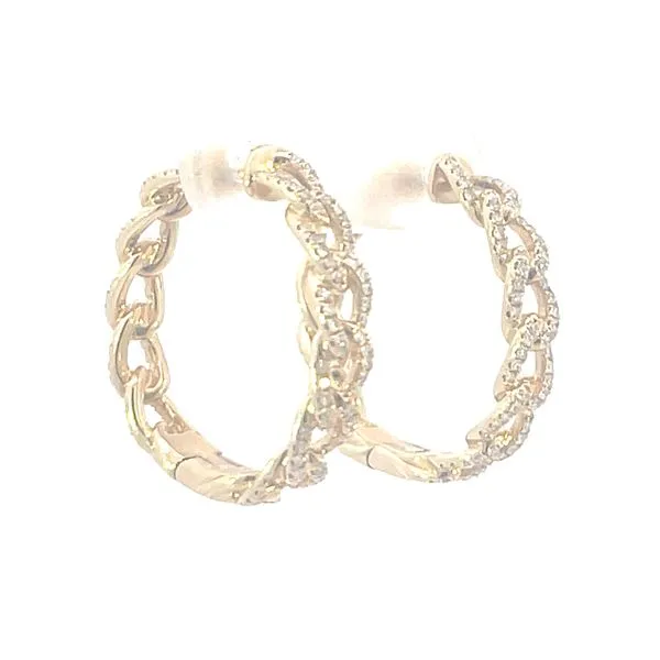 Pave' Diamond link style hoop earring-14ky-1/2ctw Image 2 Bryan Jewelry Prattville, AL