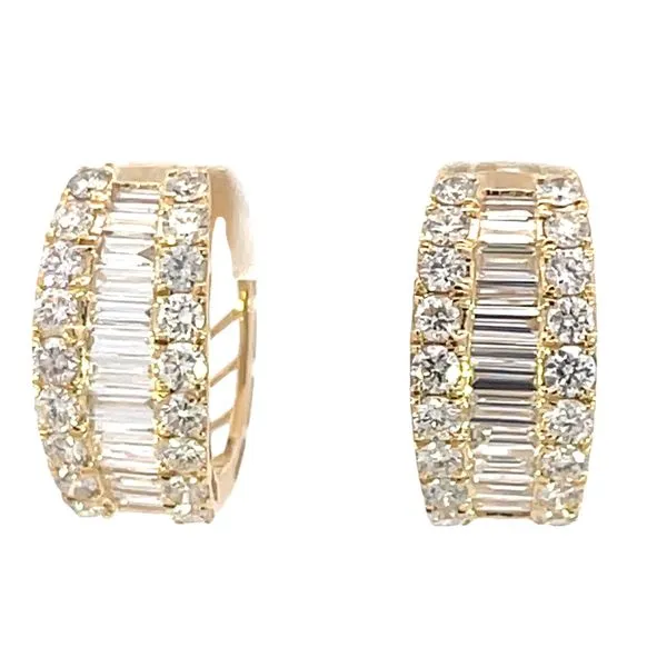 Baguette & Diamond Hugger Hoop Earrings Bryan Jewelry Prattville, AL