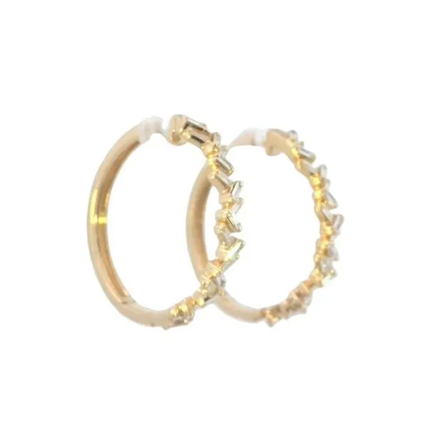 Chic Sophistication: .50ct Scattered Baguette Diamond Hoop Earrings Image 3 Bryan Jewelry Prattville, AL