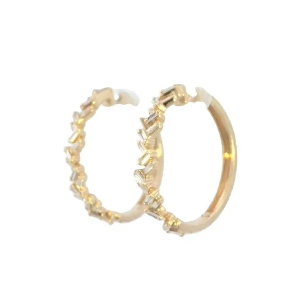 Chic Sophistication: .50ct Scattered Baguette Diamond Hoop Earrings Image 4 Bryan Jewelry Prattville, AL