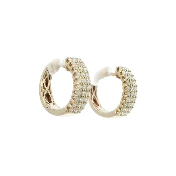 3 row Diamond Hoop earrings in 14ky Image 2 Bryan Jewelry Prattville, AL