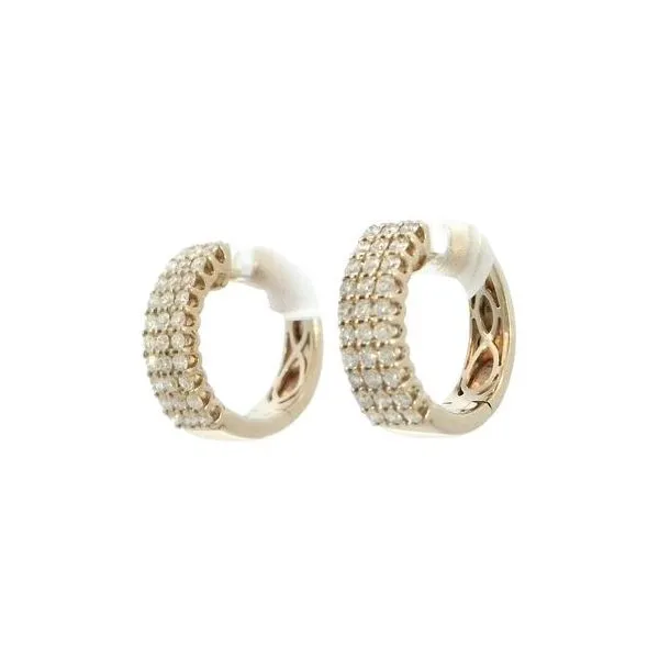 3 row Diamond Hoop earrings in 14ky Image 3 Bryan Jewelry Prattville, AL