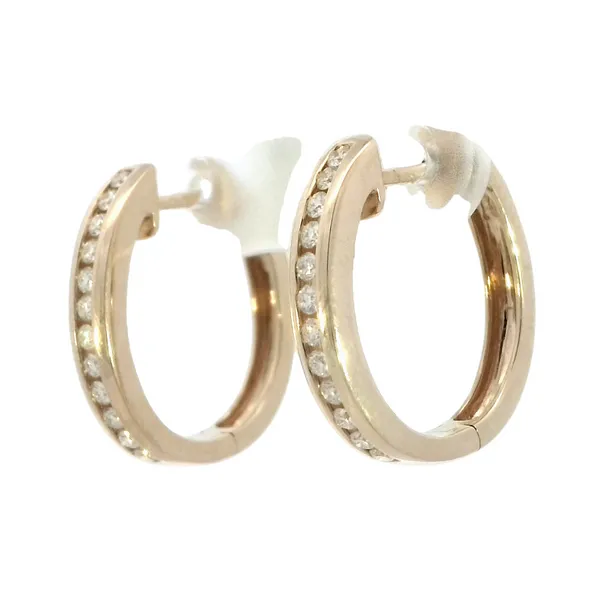 .33ctw Diamond Oval Hoop Earrings in 14ky Image 2 Bryan Jewelry Prattville, AL