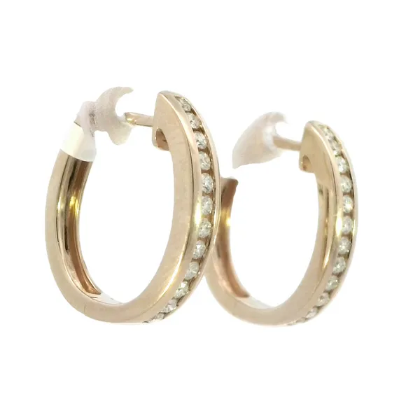 .33ctw Diamond Oval Hoop Earrings in 14ky Image 3 Bryan Jewelry Prattville, AL