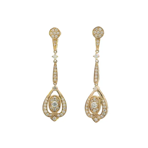 Vintage Inspired Diamond Dangles in 14ky Image 2 Bryan Jewelry Prattville, AL