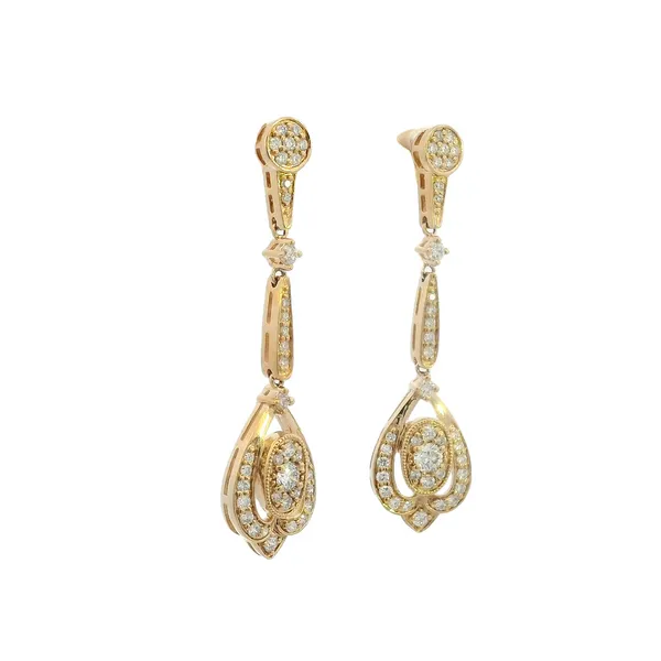 Vintage Inspired Diamond Dangles in 14ky Image 4 Bryan Jewelry Prattville, AL