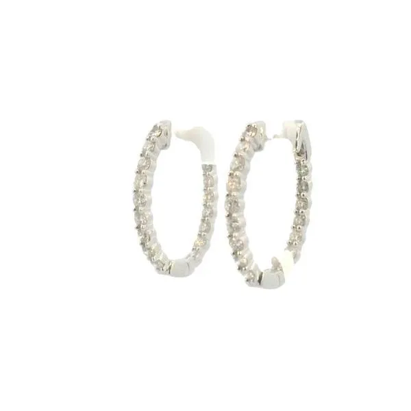 Inside-out diamond hoop earrings in 14kw Image 3 Bryan Jewelry Prattville, AL