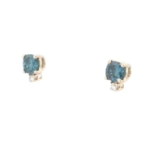 Cushion cut Blue Diamond Earrings Image 2 Bryan Jewelry Prattville, AL