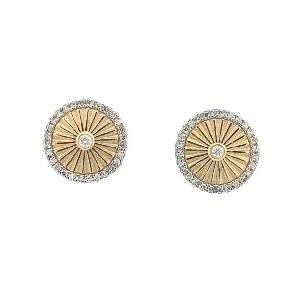 Pleated Disc Stud Earrings with Diamonds-14ky Bryan Jewelry Prattville, AL