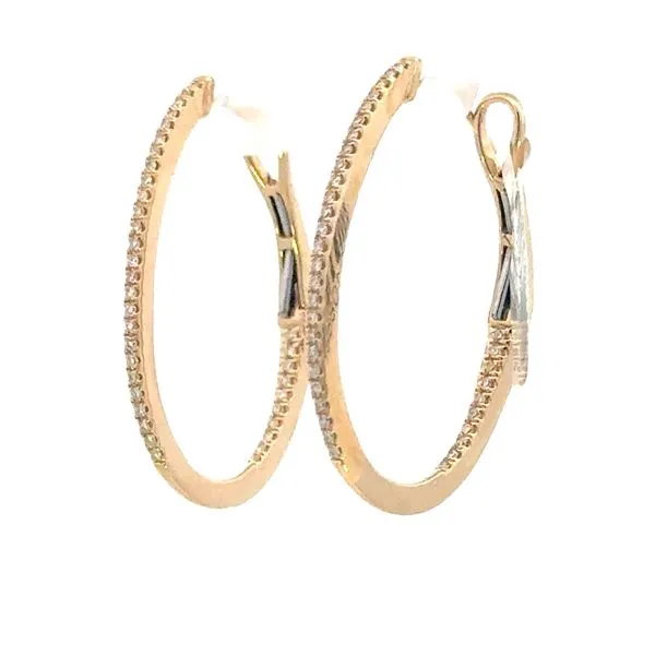 Oval Diamond Hoop Earrings-14ky Image 2 Bryan Jewelry Prattville, AL