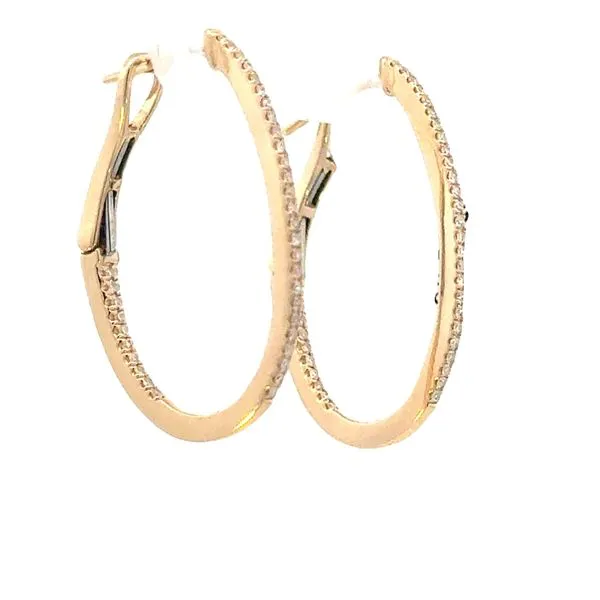 Oval Diamond Hoop Earrings-14ky Image 3 Bryan Jewelry Prattville, AL