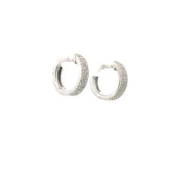 Triple Row Diamond Huggie Earrings-14kw Image 2 Bryan Jewelry Prattville, AL