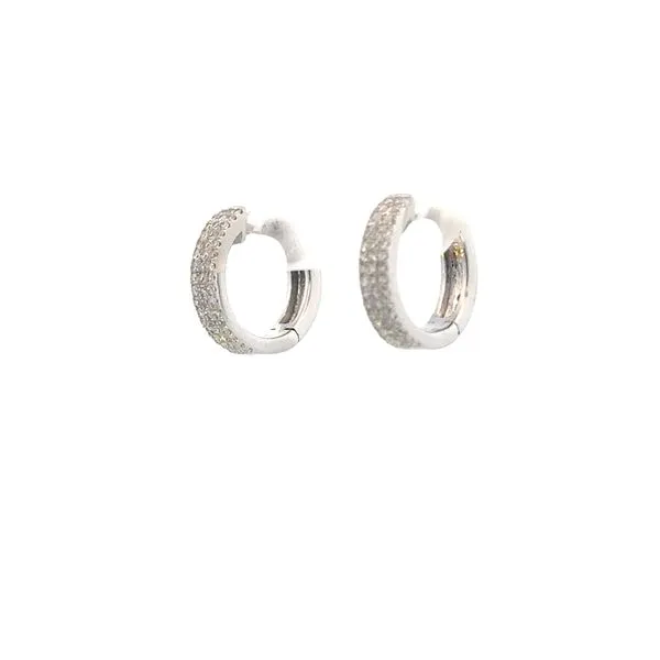 Triple Row Diamond Huggie Earrings-14kw Image 3 Bryan Jewelry Prattville, AL