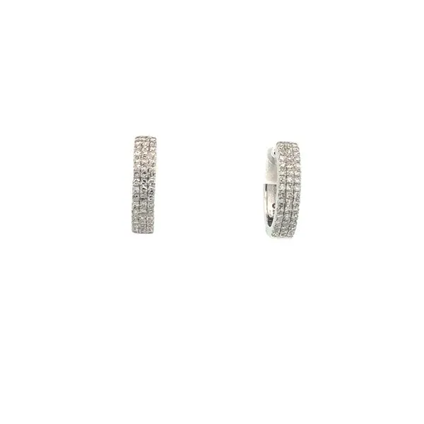 Triple Row Diamond Huggie Earrings-14kw Bryan Jewelry Prattville, AL