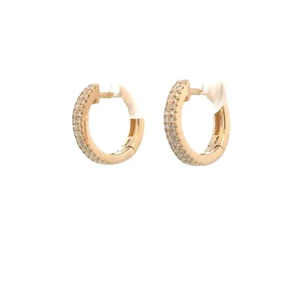 Double Row Diamond Huggies-14ky Image 2 Bryan Jewelry Prattville, AL