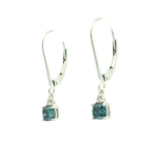 Lever Back Dangle Blue Diiamond Earrings in 14kw Image 2 Bryan Jewelry Prattville, AL
