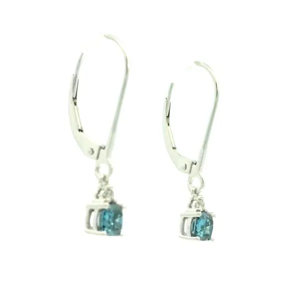 Lever Back Dangle Blue Diiamond Earrings in 14kw Image 3 Bryan Jewelry Prattville, AL