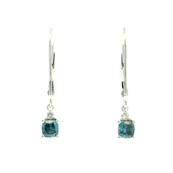 Lever Back Dangle Blue Diiamond Earrings in 14kw Bryan Jewelry Prattville, AL