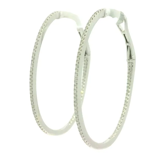 Sleek Sparkle, Effortless Glamour Diamond Oval Hoop Earrings in 14kw Image 2 Bryan Jewelry Prattville, AL