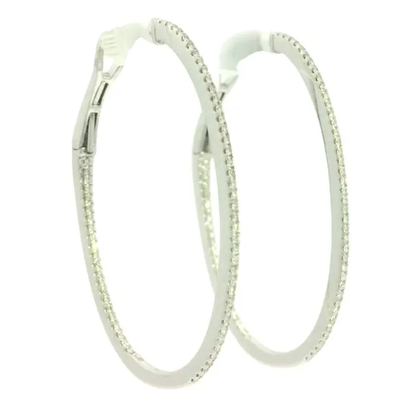 Sleek Sparkle, Effortless Glamour Diamond Oval Hoop Earrings in 14kw Image 3 Bryan Jewelry Prattville, AL